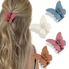 Frosted Butterfly Hair Claw Solid Style Nonslip Ponytail Holder