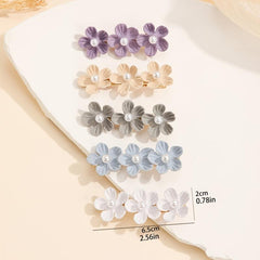 5pcs Pearl Flower Hairclip Barrette Hairpin Snap Clip Party Prom