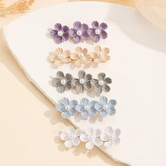 5pcs Pearl Flower Hairclip Barrette Hairpin Snap Clip Party Prom