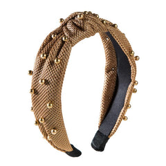 Velvet Bow Hairband Faux Pearl Wide Edge Hair Hoop for Girls
