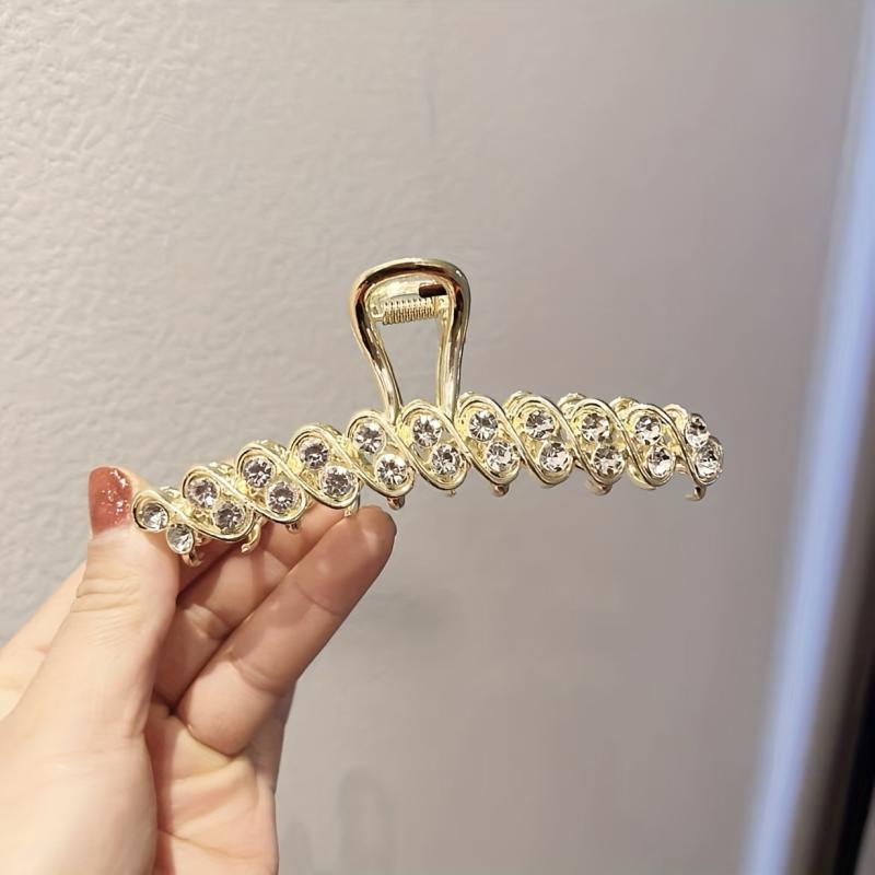 Rhinestone Hair Claw Nonslip Ponytail Holder for Women