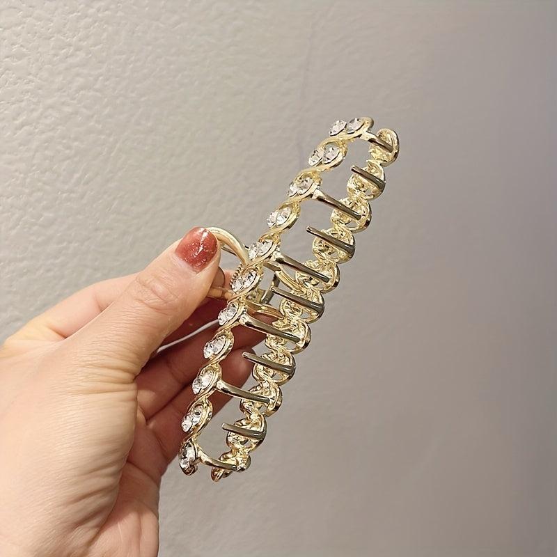 Rhinestone Hair Claw Nonslip Ponytail Holder for Women
