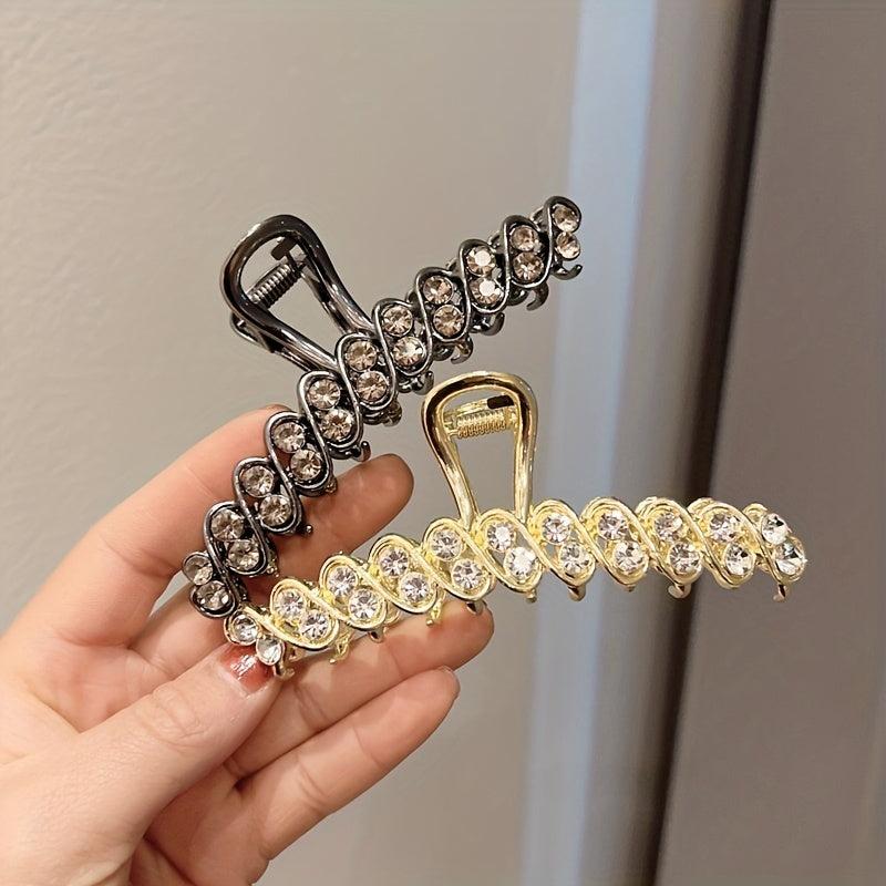 Rhinestone Hair Claw Nonslip Ponytail Holder for Women