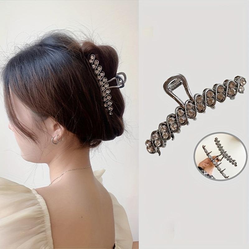 Rhinestone Hair Claw Nonslip Ponytail Holder for Women