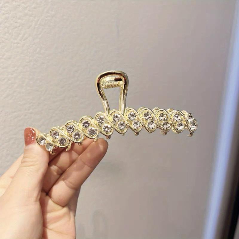 Rhinestone Hair Claw Nonslip Ponytail Holder for Women