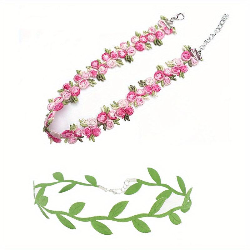 2pcs Floral Choker Necklace Clavicle Chain for Women
