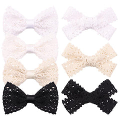 Hollow Knitted Bow Hair Clip Duck Billed Clip for Side Hair Bang