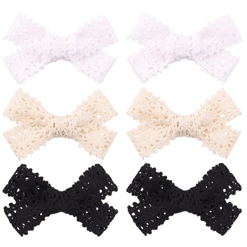 Hollow Knitted Bow Hair Clip Duck Billed Clip for Side Hair Bang