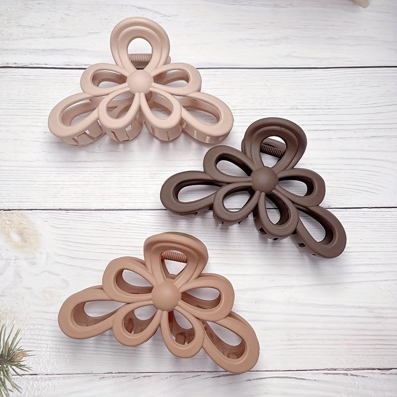Large Flower Hollowed Hair Claw for Women