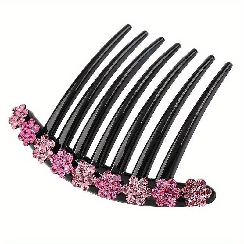 Vintage Rhinestone Flower Hair Comb Pin