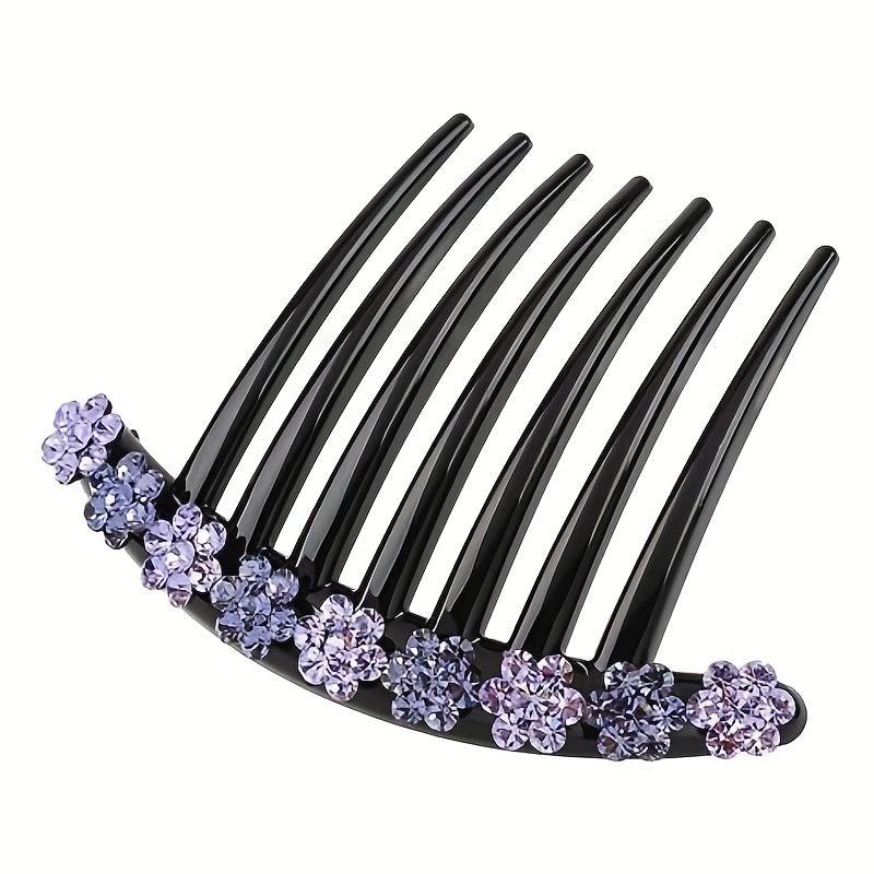 Vintage Rhinestone Flower Hair Comb Pin