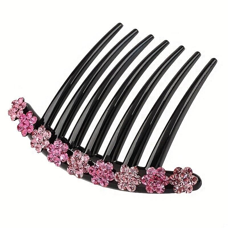 Vintage Rhinestone Flower Hair Comb Pin
