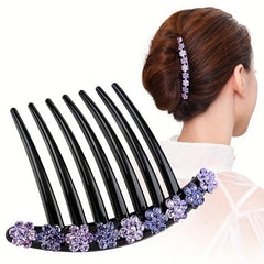 Vintage Rhinestone Flower Hair Comb Pin