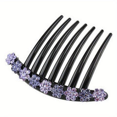 Vintage Rhinestone Flower Hair Comb Pin