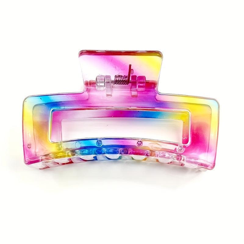 3pcs Rainbow Hair Claw Nonslip Ponytail Holder Shark Claw