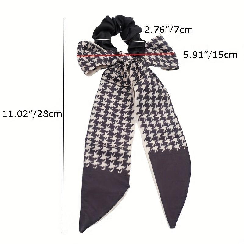 Polka Dot Silky Scarf Scrunchies Houndstooth Hair Tie