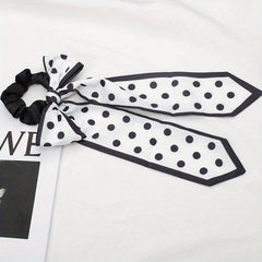Polka Dot Silky Scarf Scrunchies Houndstooth Hair Tie
