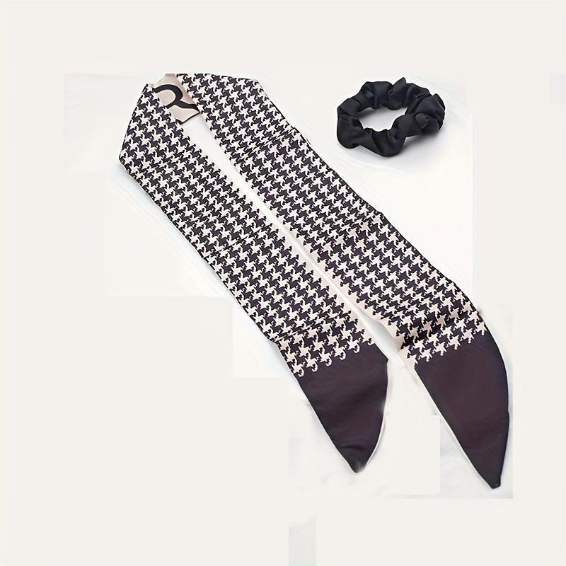 Polka Dot Silky Scarf Scrunchies Houndstooth Hair Tie
