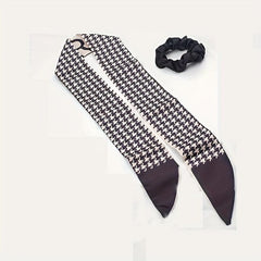 Polka Dot Silky Scarf Scrunchies Houndstooth Hair Tie