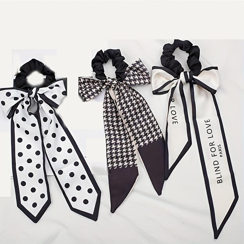 Polka Dot Silky Scarf Scrunchies Houndstooth Hair Tie