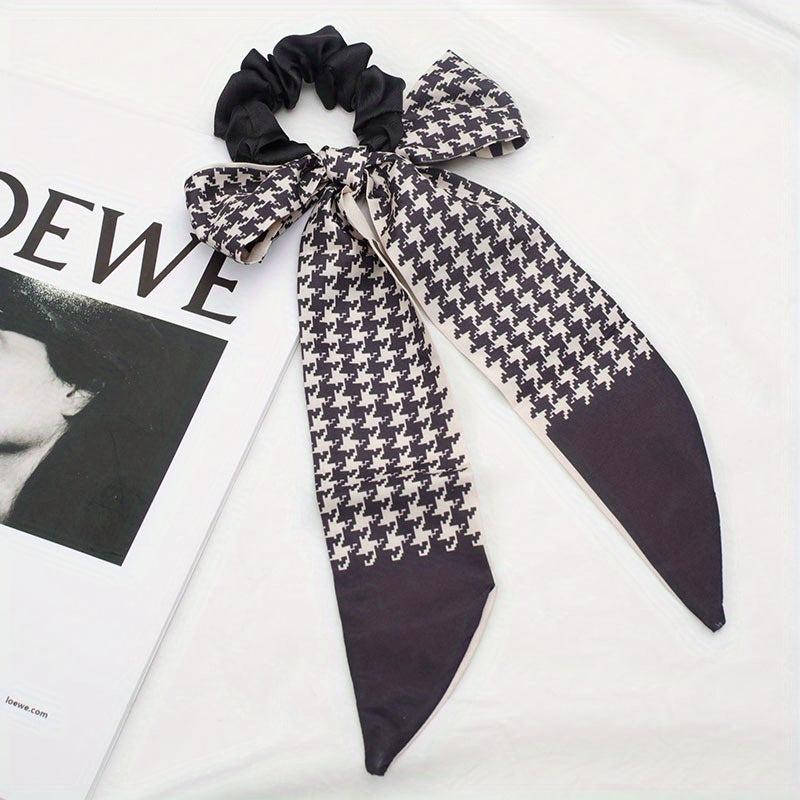 Polka Dot Silky Scarf Scrunchies Houndstooth Hair Tie