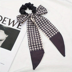 Polka Dot Silky Scarf Scrunchies Houndstooth Hair Tie