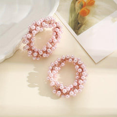 2PCS Pearl Hair Tie Flower Rope Bracelet Keychain