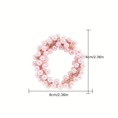 2PCS Pearl Hair Tie Flower Rope Bracelet Keychain