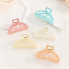 5pcs Beaded Hair Claw Clip Jelly Nonslip Ponytail Holder Shark Claw