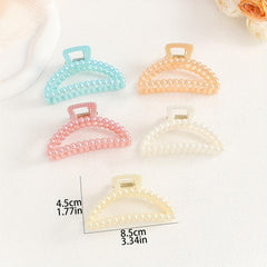 5pcs Beaded Hair Claw Clip Jelly Nonslip Ponytail Holder Shark Claw