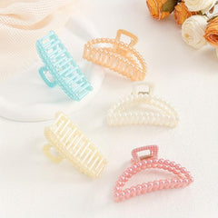 5pcs Beaded Hair Claw Clip Jelly Nonslip Ponytail Holder Shark Claw