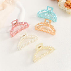 5pcs Beaded Hair Claw Clip Jelly Nonslip Ponytail Holder Shark Claw