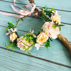 Boho Flower Wreath Headband for Women Travel Beach Party