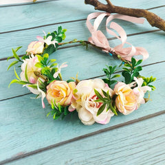 Boho Flower Wreath Headband for Women Travel Beach Party