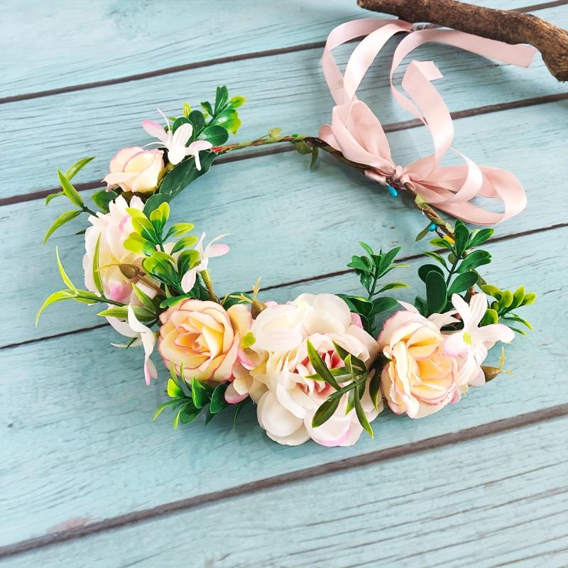 Boho Flower Wreath Headband for Women Travel Beach Party