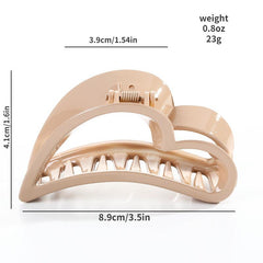 Glossy Plastic Hollow Heart Shape Hair Claw Large Shark Claw Hair Accessories