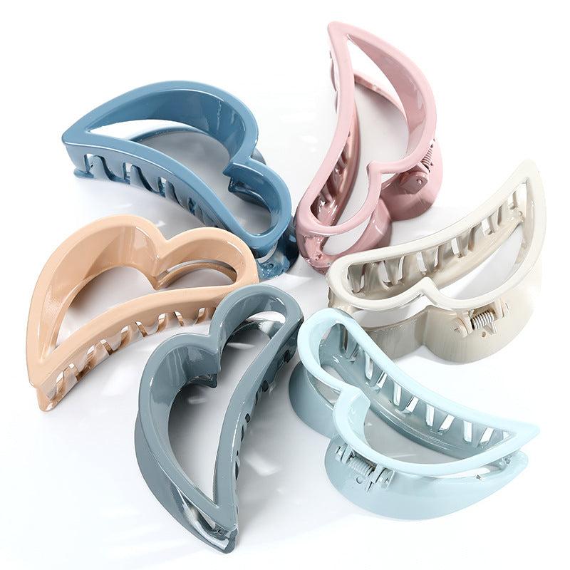 Glossy Plastic Hollow Heart Shape Hair Claw Large Shark Claw Hair Accessories
