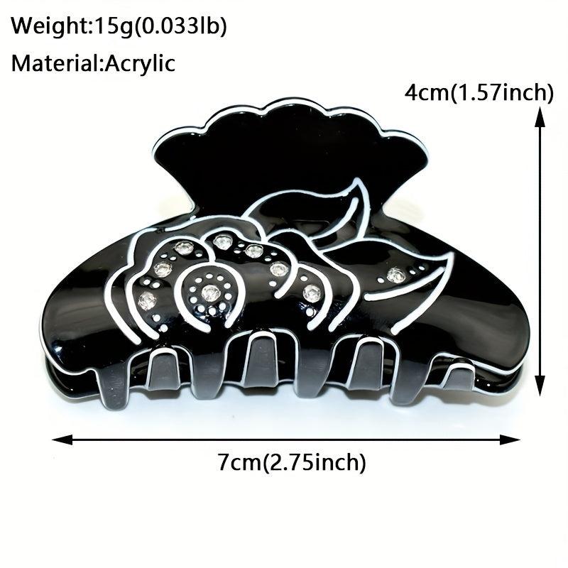 Acrylic Flower Hair Claw Clips Rhinestone Ponytail Holder Women Girls Hair Clip