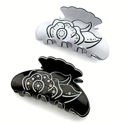 Acrylic Flower Hair Claw Clips Rhinestone Ponytail Holder Women Girls Hair Clip