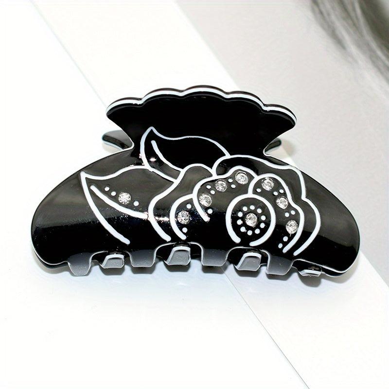 Acrylic Flower Hair Claw Clips Rhinestone Ponytail Holder Women Girls Hair Clip