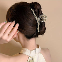 Rhinestone Crown Hair Claw Metal Hair Claw Nonslip Ponytail Holder