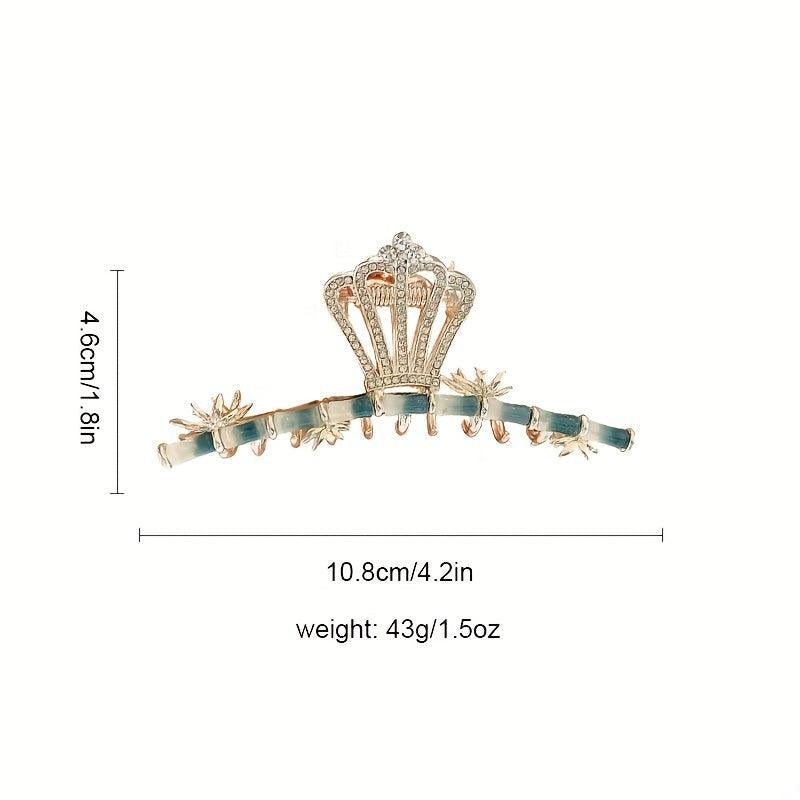 Rhinestone Crown Hair Claw Metal Hair Claw Nonslip Ponytail Holder