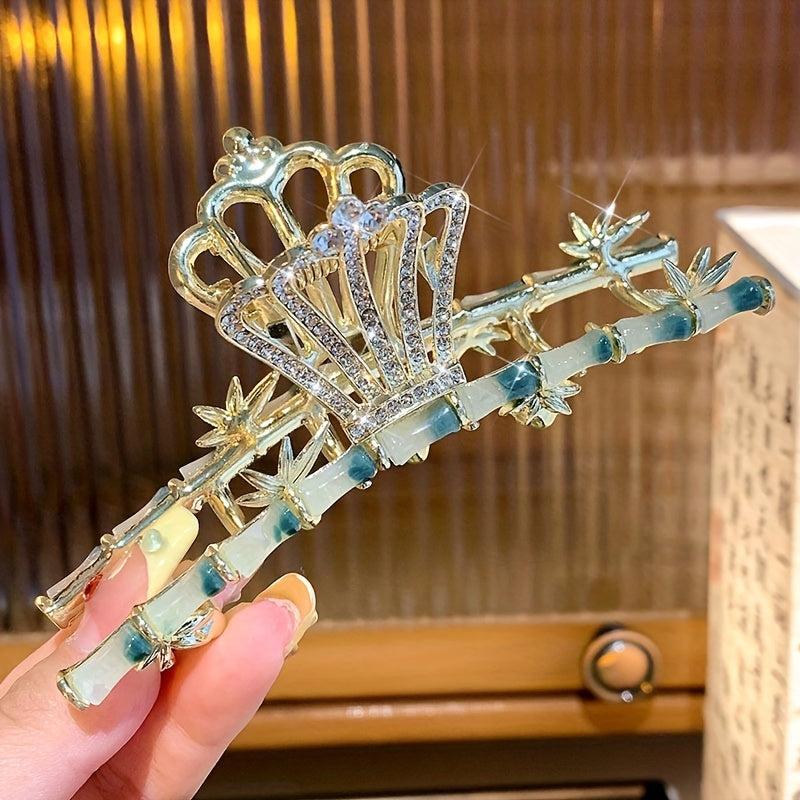 Rhinestone Crown Hair Claw Metal Hair Claw Nonslip Ponytail Holder