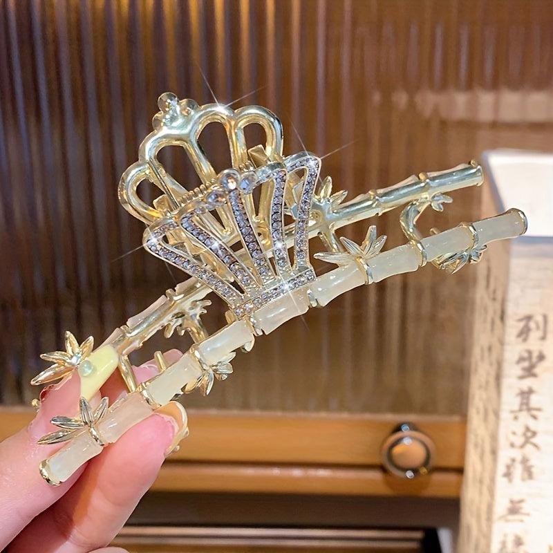 Rhinestone Crown Hair Claw Metal Hair Claw Nonslip Ponytail Holder