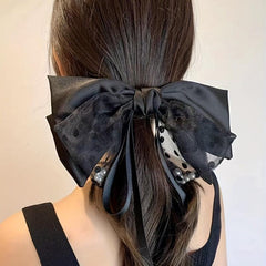 Pearl Bow Hair Clip with Long Ribbon