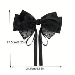 Pearl Bow Hair Clip with Long Ribbon