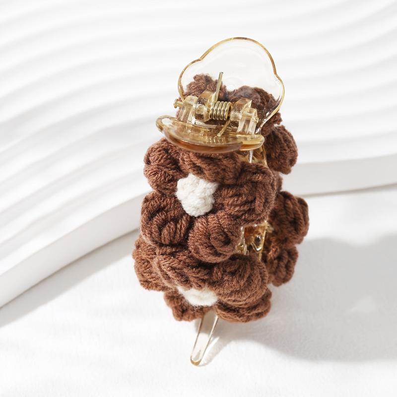 Knitted Flower Hair Clip Duck Bill Style