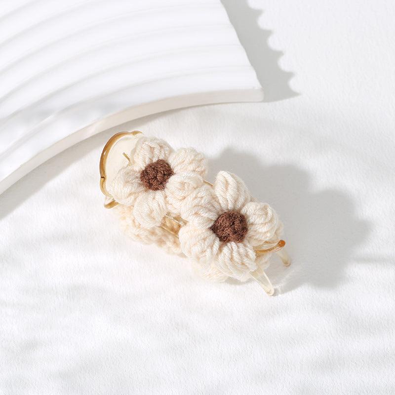 Knitted Flower Hair Clip Duck Bill Style