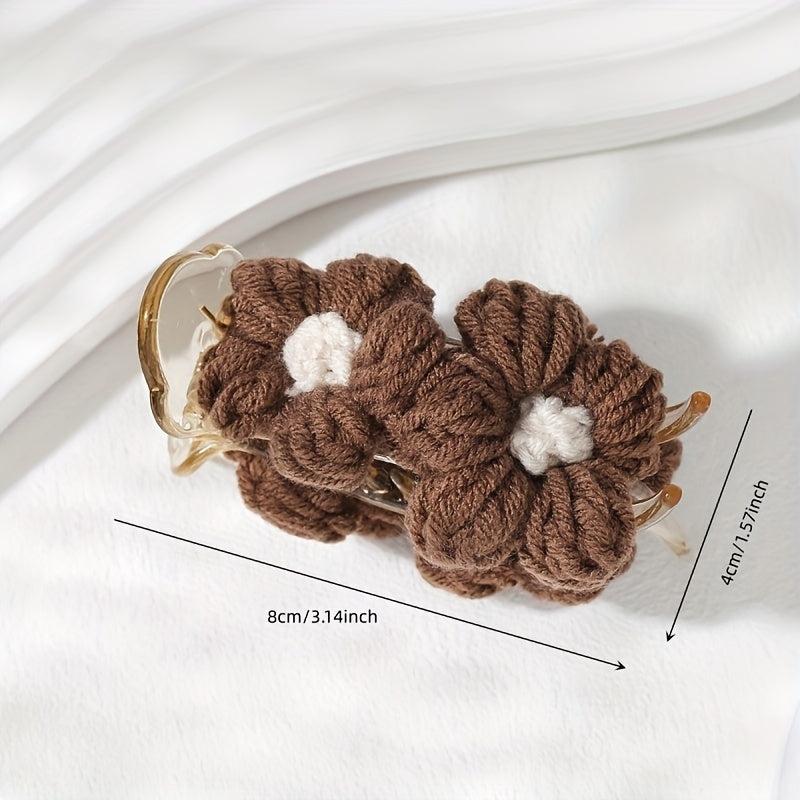Knitted Flower Hair Clip Duck Bill Style