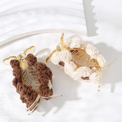 Knitted Flower Hair Clip Duck Bill Style